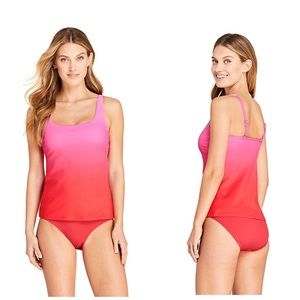 Lands end swim top square neck ombré Tankini 16 DD